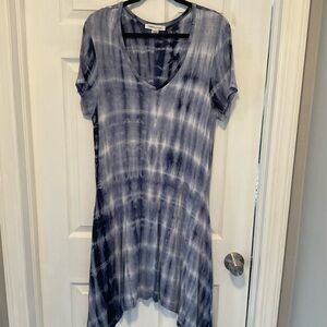 Karen by Karen Kane Blue-White Tie Dyed Pocket T-Shirt Dress Size XL